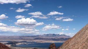 About Heaven's View Ministry - Testimonials - Lake & Mountains with Blue Skies & Puffy Clouds - NEVADA, USA