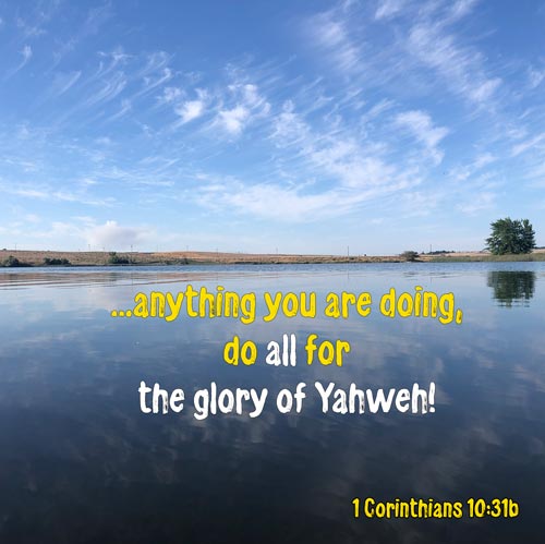 1 Corinthians 10:31 - Do ALL for the glory of Yahweh - SCRIPTURE INSPIRATIONS at Heaven's View Ministry - by Tamra Jean