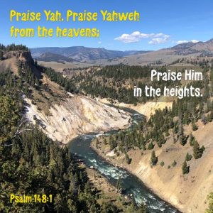 Psalm 148:1 - Praise Him in the heights - Yellowstone Park - River through gorge - SCRIPTURE INSPIRATIONS at Heaven's View Ministry - by Tamra Jean