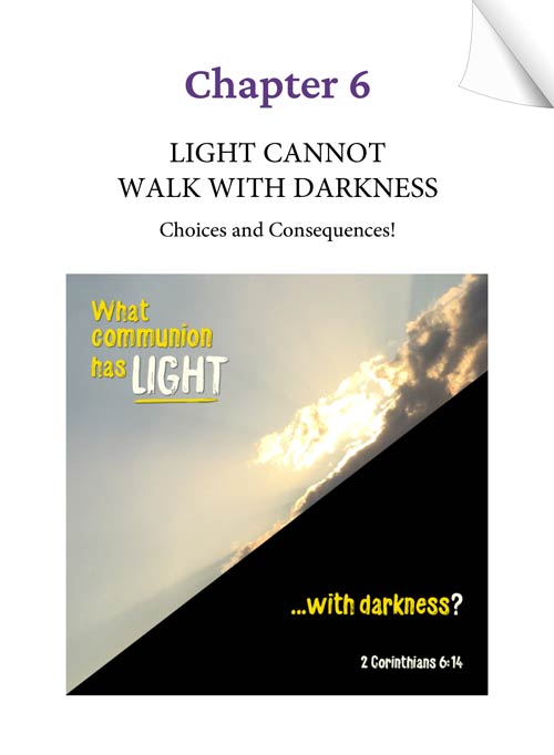 Chapter 6 (Audio) - LIGHT CANNOT WALK WITH DARKNESS! Choices and Consequences - KEEPING THE FAITH through the UN-thinkable... by Tamra Jean - Heaven's View Ministry