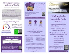 HEAVEN's VIEW MINISTRY - Flyer - OUTSIDE - Walking in Apostolic Faith, PEACE~O~METER, and FREE Book KEEPING THE FAITH through the UN-thinkable - Where The Spirit of the Lord Is