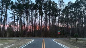 Heavens View Ministry - Divine Appointments - Sunset over Woodland at a Road Junction - Waycross, GEORGIA - Where the Spirit of the Lord is.