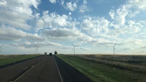 Heavens View Ministry - Divine Appointments - Road through grassy wilderness with windmills - TEXAS - Where the Spirit of the Lord is