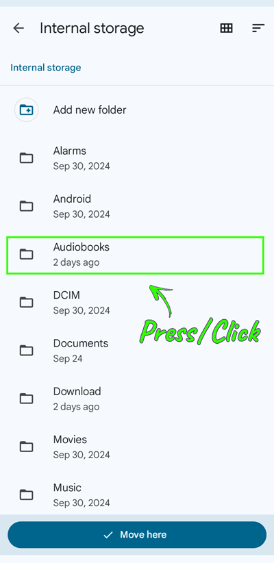 Google Play Files App (400px) - 4. MOVE Audiobook File HERE - for locating and moving audiobook download to correct location - KEEPING THE FAITH through the UN-thinkable... Leaving the lies of religion to find Yahweh - m4b Audiobook Format on Android Devices - Heaven's View Ministry
